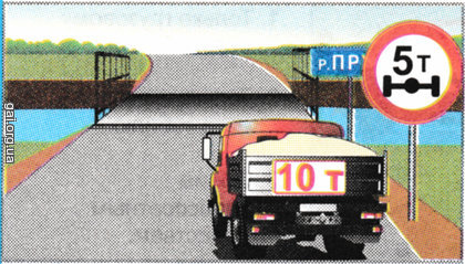 За наявності знака рух через міст завантаженого автомобіля із загальною фактичною масою 10 т: