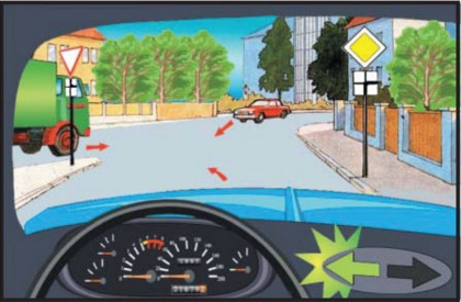 Автомобілі проїдуть перехрестя в наступному порядку: